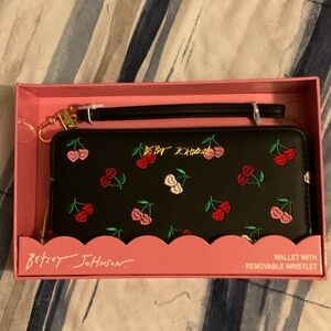Betsey Johnson Black Wallet with Colorful Cherry Design